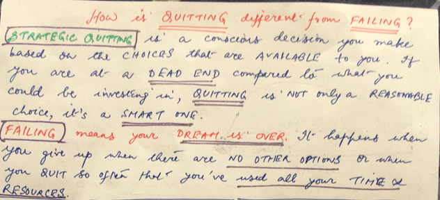 How is QUITTING different from FAILING?