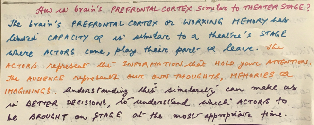 How is our BRAIN similar to a THEATER STAGE?