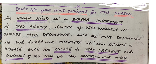 Don't let your mind dominate