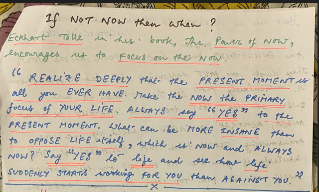 If not NOW then WHEN?