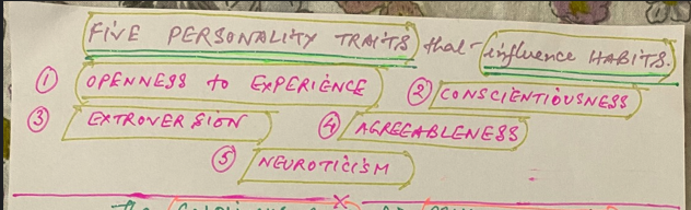 Five Personality Traits that influence HABITS