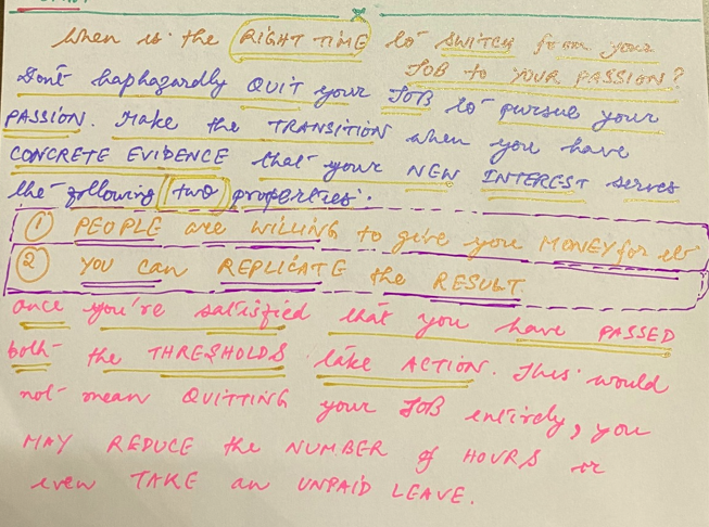 When is the RIGHT TIME to switch from JOB to PASSION?
