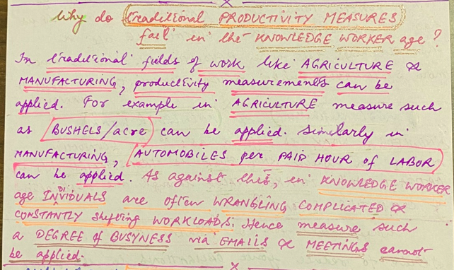 Traditional Productivity Measures fail for Knowledge workers. Why?