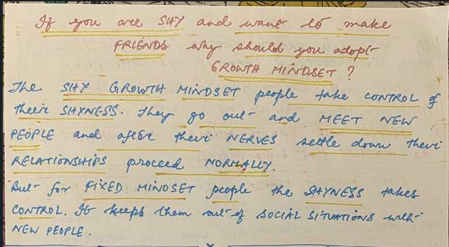 If you are SHY adopt a GROWTH MINDSET