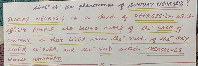 What is Sunday Neurosis?