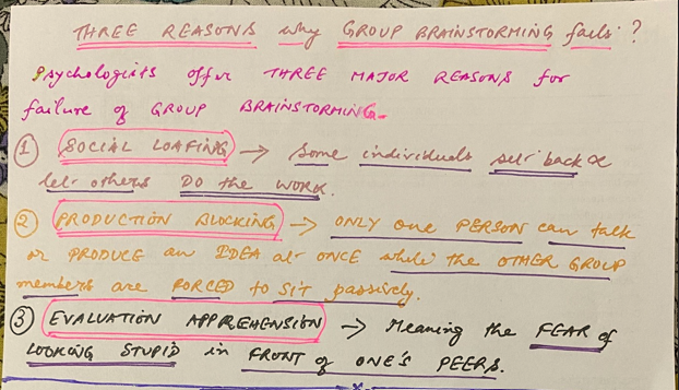 Three Reasons Group Brainstorming Fails