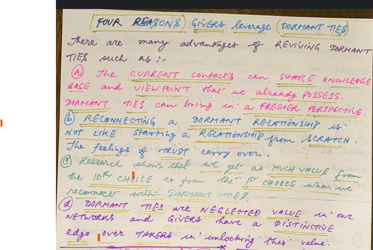 Four Reasons Givers leverage Dormant Ties