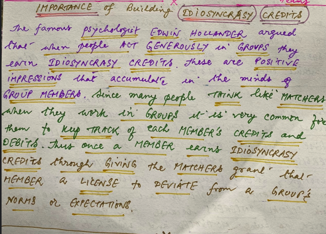 Importance of IDIOSYNCRASY CREDITS