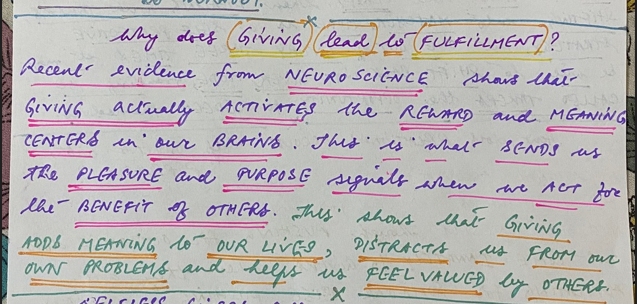 Act of Giving leads to Fulfillment