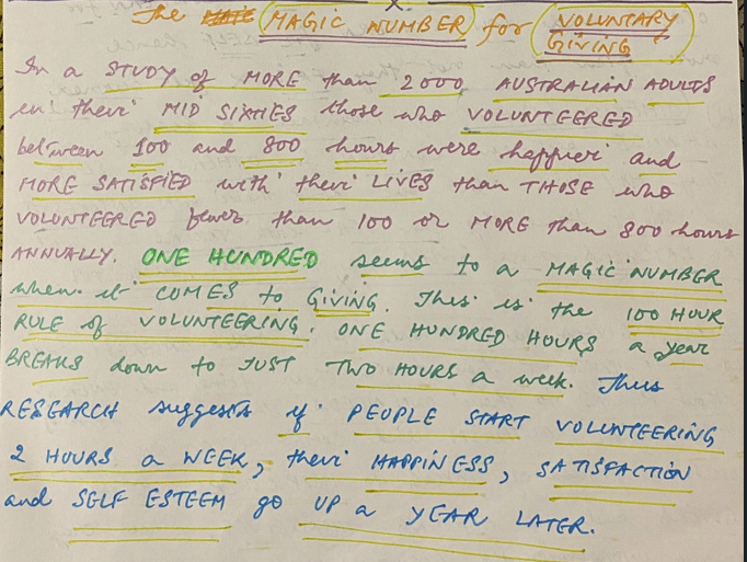 Magic Number for Voluntary Giving