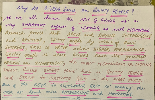 GIVERS obsess with GRIT