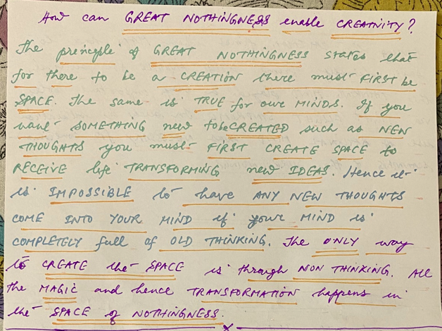 Practice Great Nothingness for Creativity