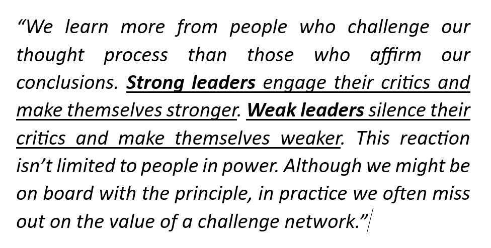Strong Leaders engage their Critics