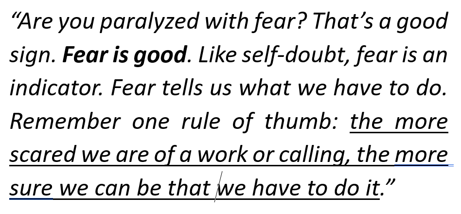 FEAR is related to ARTISTRY