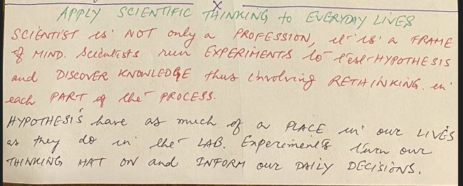 Applying Scientific Thinking in Daily life