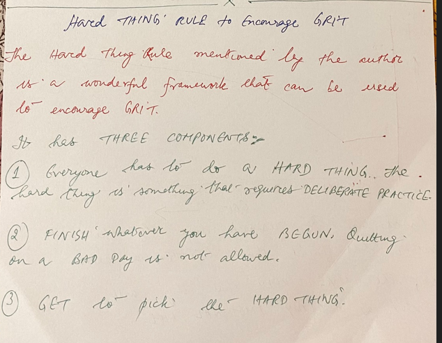 Hard Thing Rule to encourage Grit