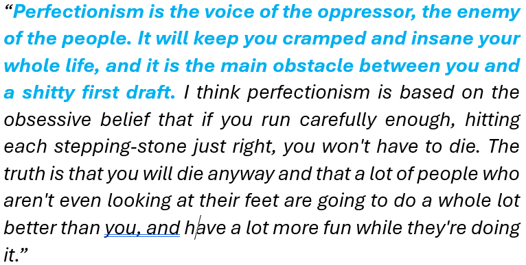 The problem with Perfectionism in Writing
