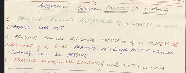 Practice versus Learning