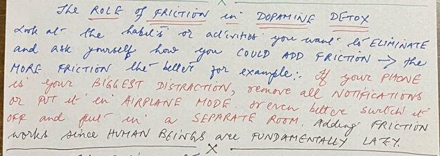 Role of Friction in Dopamine Detox