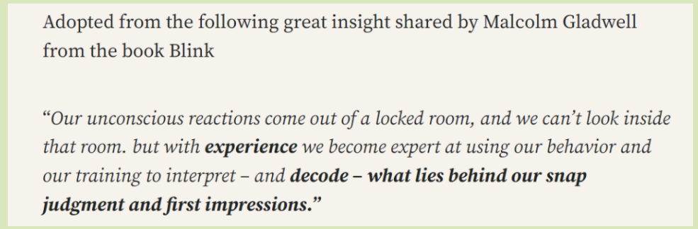 Blink Judgements Improve with Experience